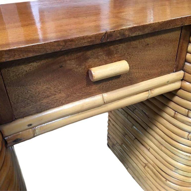 Restored Art Deco Stacked Rattan Secretary Desk w/ Mahogany Top - 4