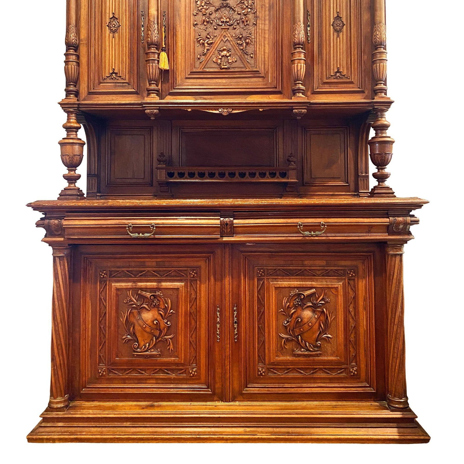 19th Century French Henry II Renaissance Carved Walnut Buffet Sideboard Cabinet - 11