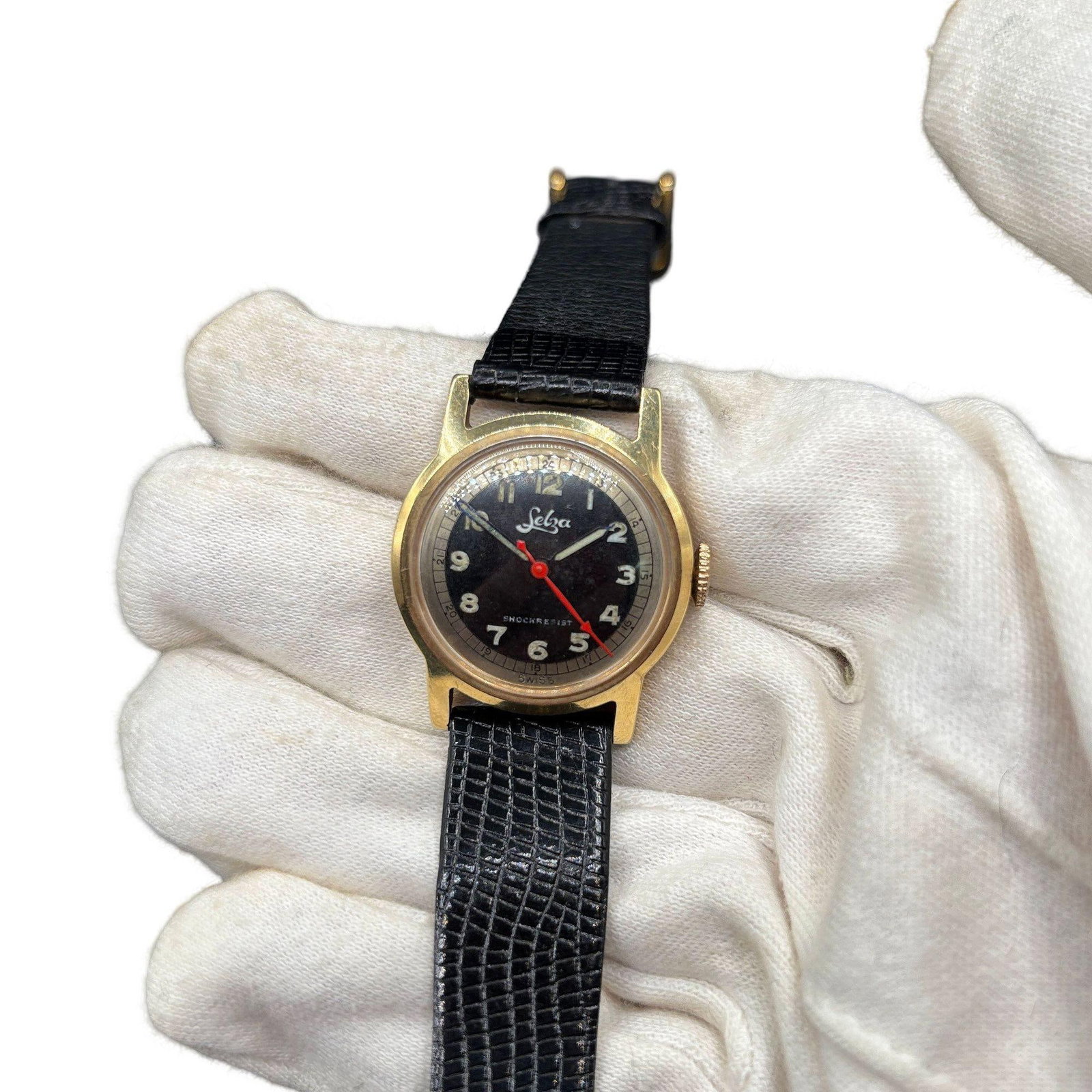 Selza Automatic WWII Military Aviation Pilot Cold Capped 14K Gold Watch - 11
