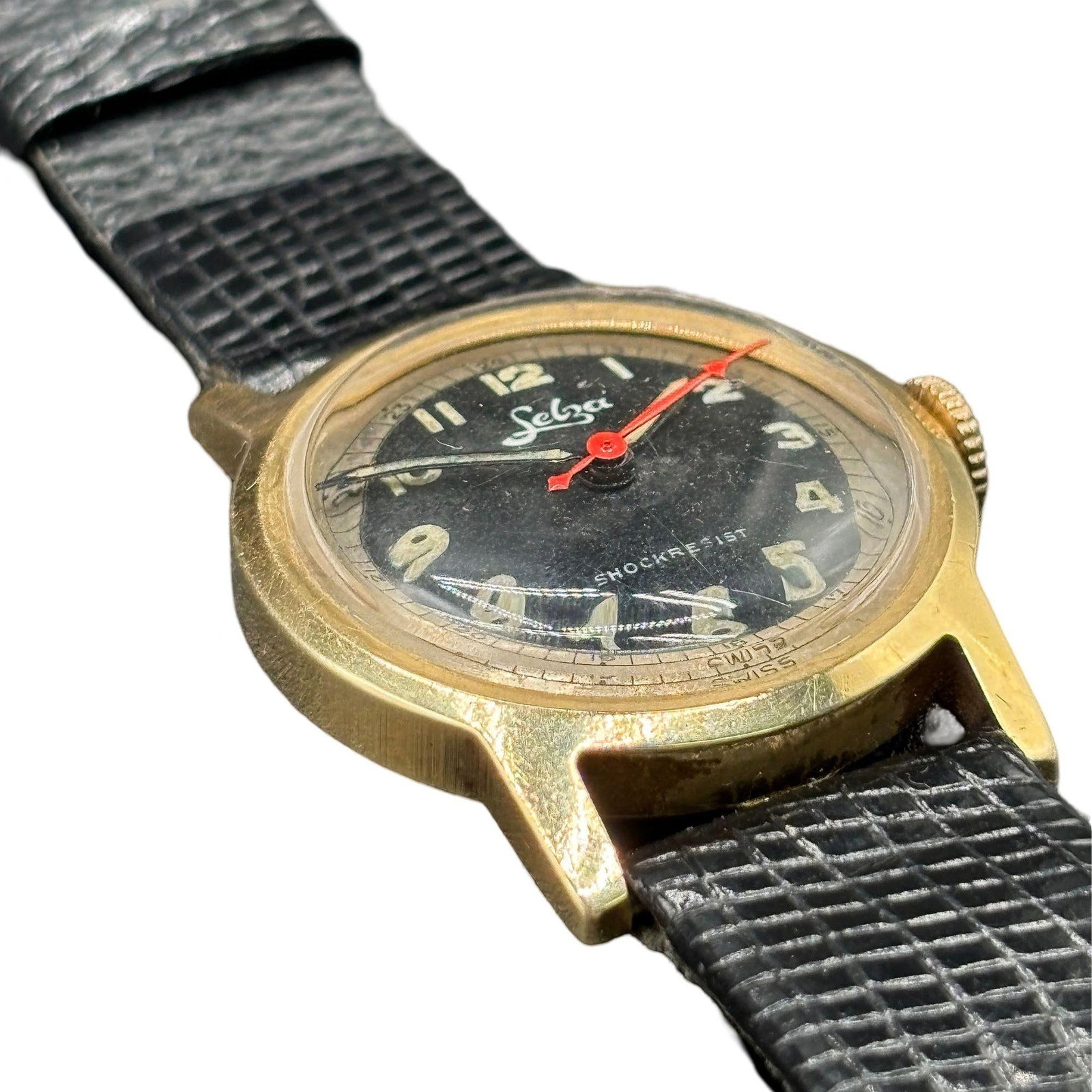 Selza Automatic WWII Military Aviation Pilot Cold Capped 14K Gold Watch - 15