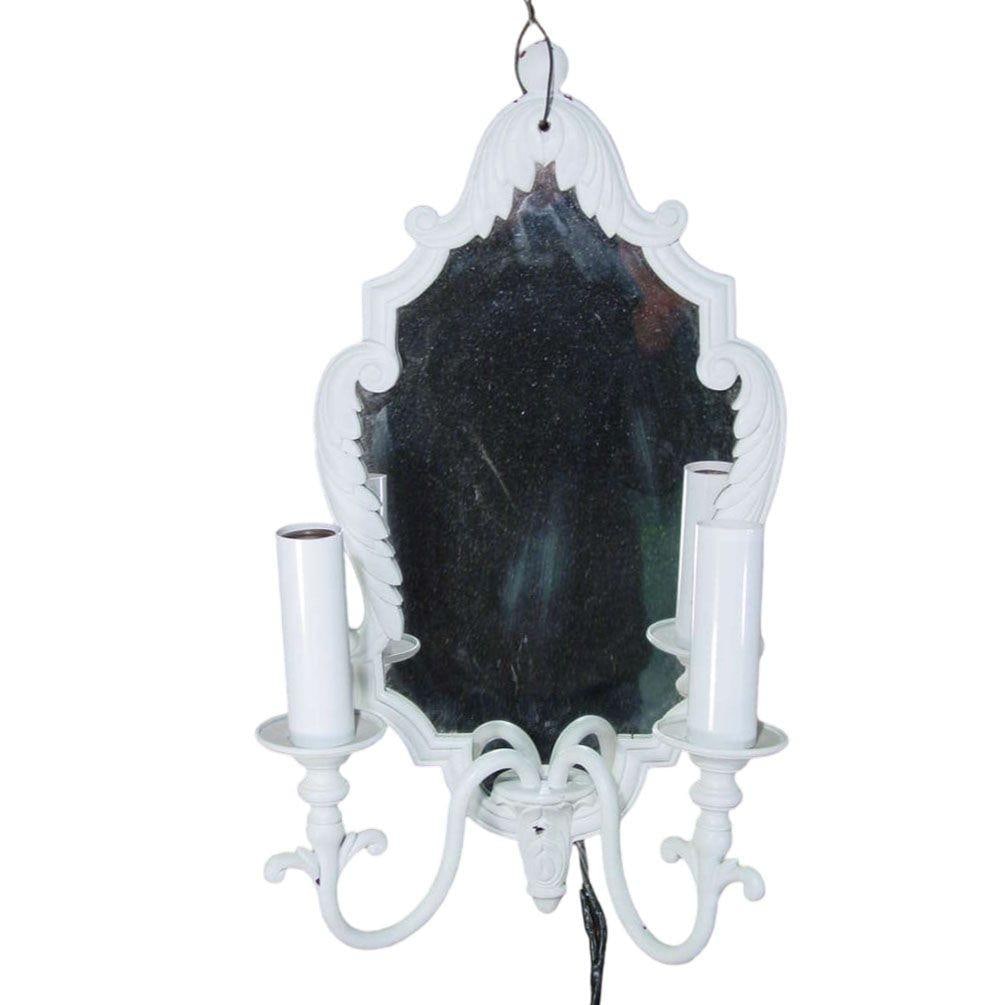 Pair of French Painted Bronze Mirrored Sconces - 4