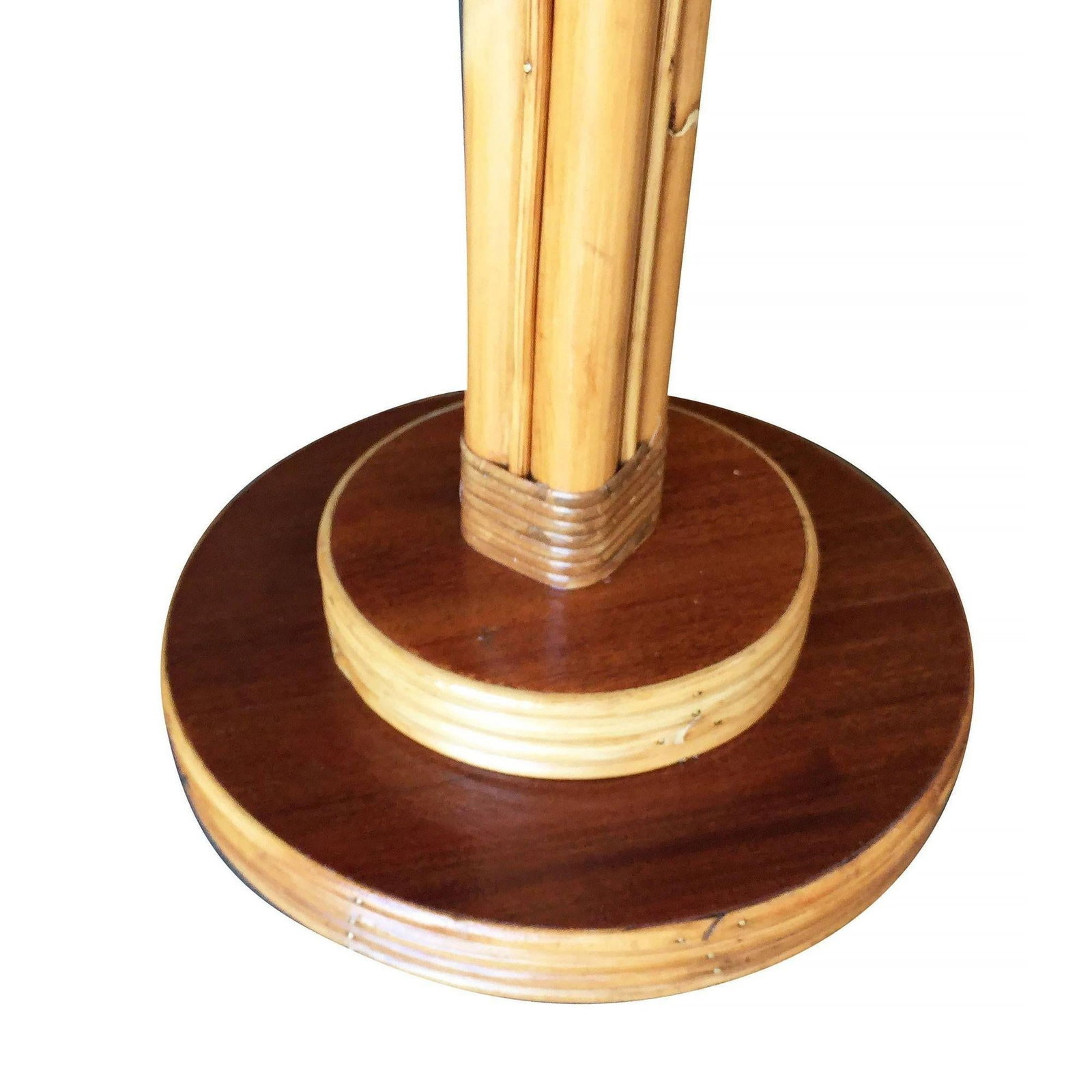 Restored Rattan & Mahogany Pole Floor Lamp - 19