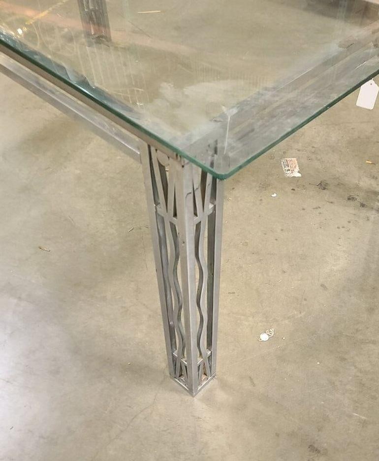 Art Deco Chromed Bronze and Glass Dining Table or Desk - 5