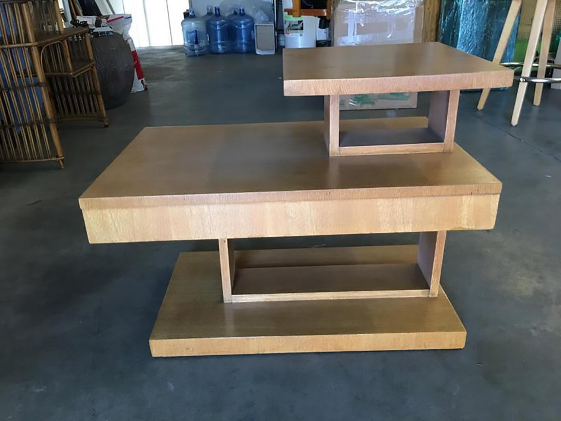 Large Architectonic Side Table with Bronze Pull by Lane - 3