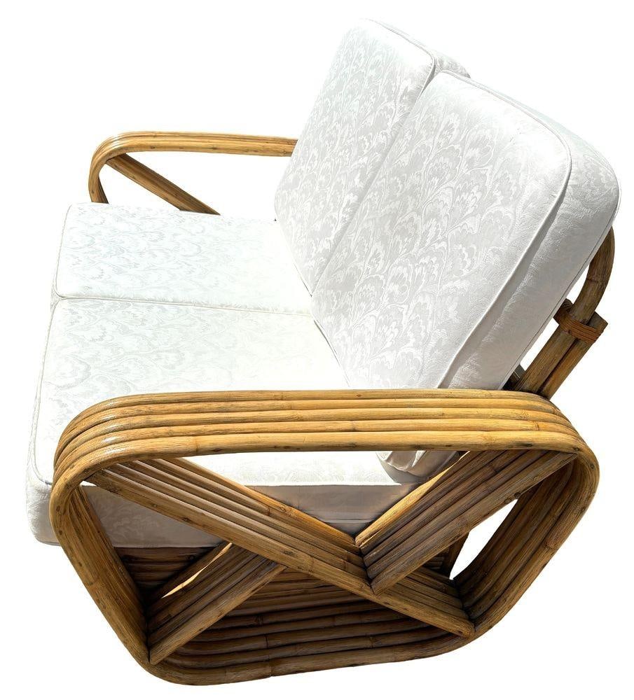 Restored Frankl Style Rattan 5-Strand Square Pretzel Setional Settee Sofa - 4