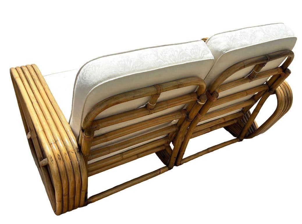 Restored Frankl Style Rattan 5-Strand Square Pretzel Setional Settee Sofa - 5