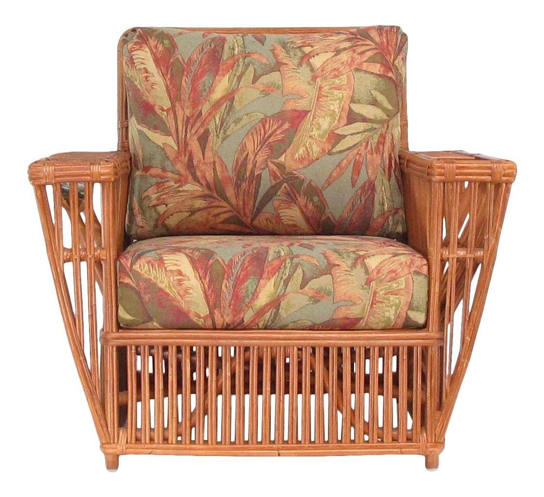 Presidents Art Deco Stick Reed Rattan Nantucket Lounge Armchair - 3