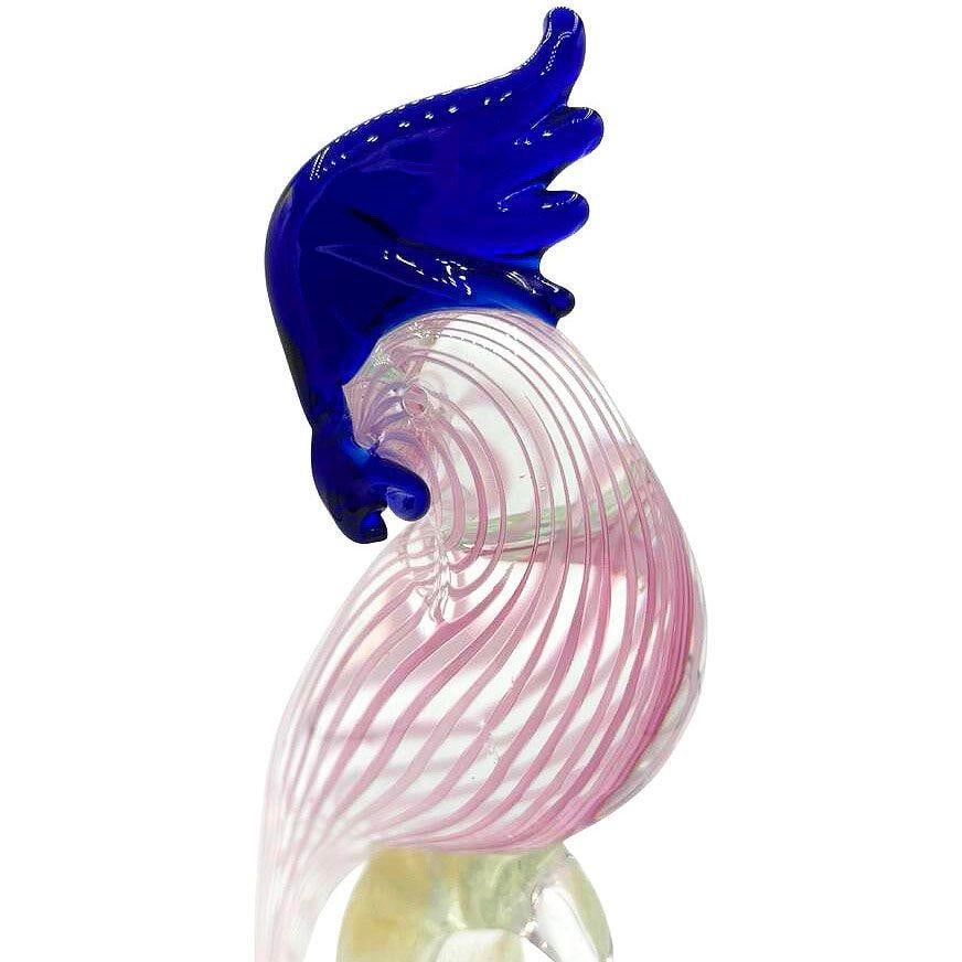 Mid-century Murano Gold Fleck Multicolored Art Glass Cockatoo Scultpure - 5