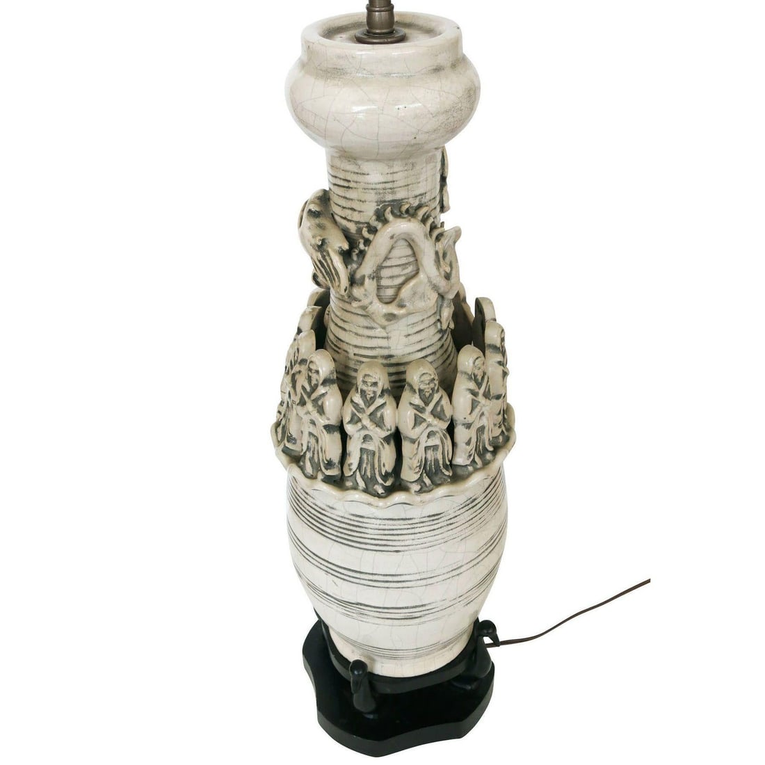 Art Pottery Ceremonial Monks with Dragon Table Lamp - 15