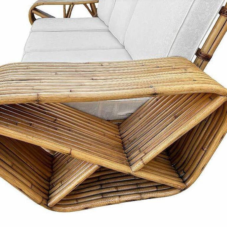 Restored Boutique-made "Big Pappa" 12 Strand Square Pretzel Rattan Sectional Sof - 12