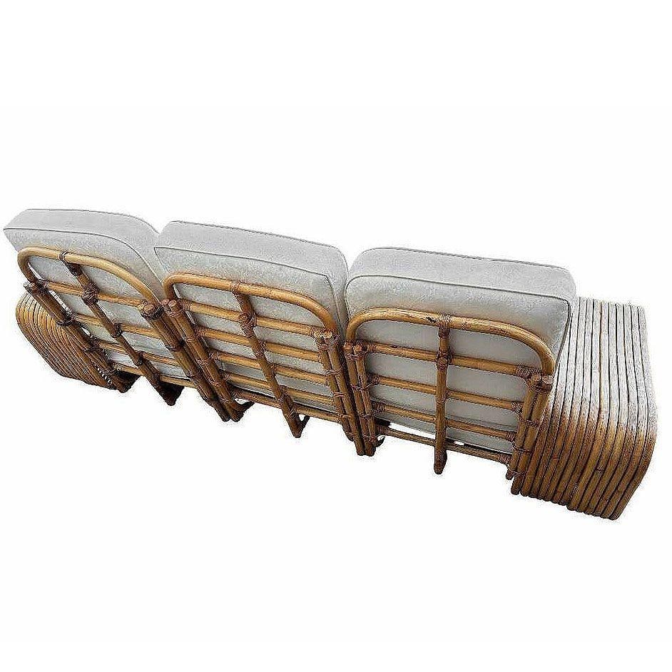 Restored Boutique-made "Big Pappa" 12 Strand Square Pretzel Rattan Sectional Sof - 18