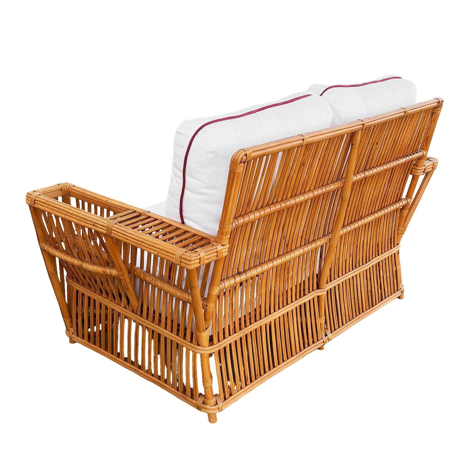Art Deco Style "Presidents" Stick Reed Rattan 2-Seat Settee Sofa - 4