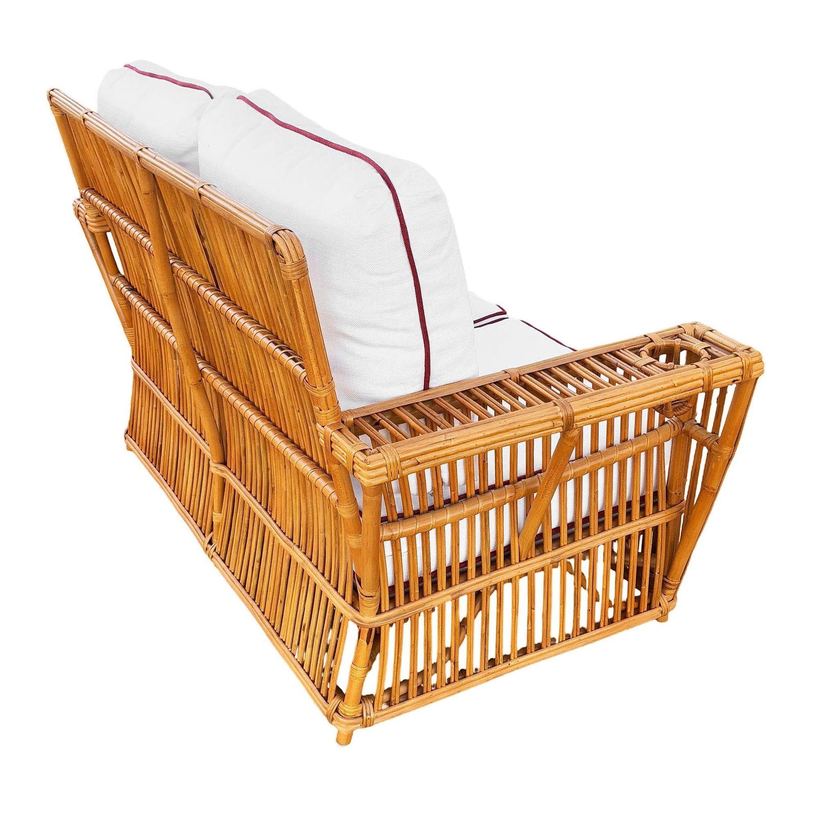 Art Deco Style "Presidents" Stick Reed Rattan 2-Seat Settee Sofa - 6