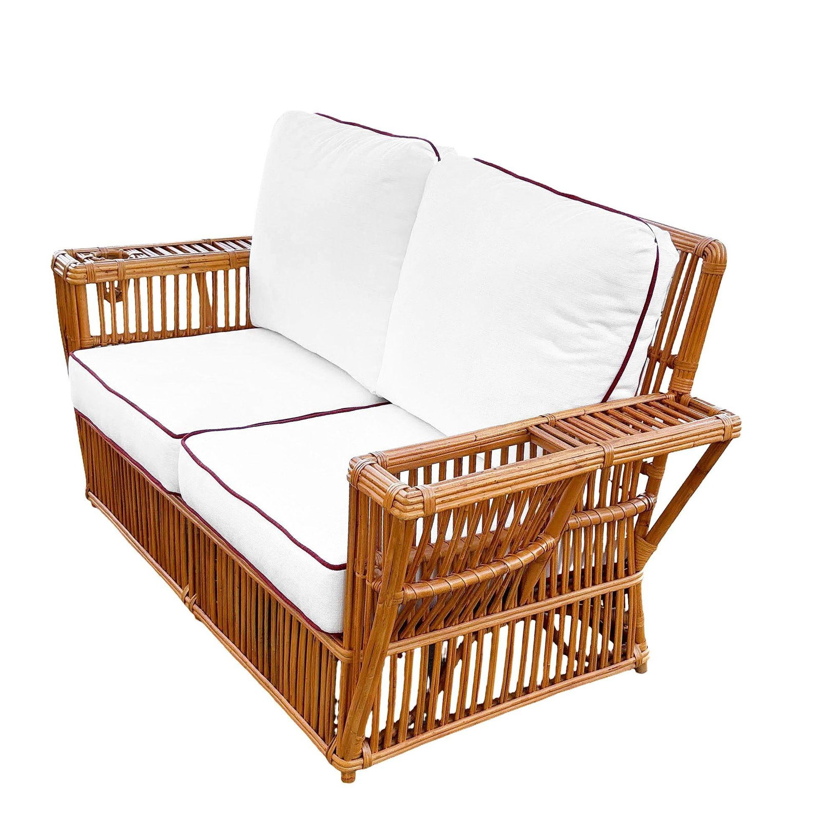 Art Deco Style "Presidents" Stick Reed Rattan 2-Seat Settee Sofa - 9