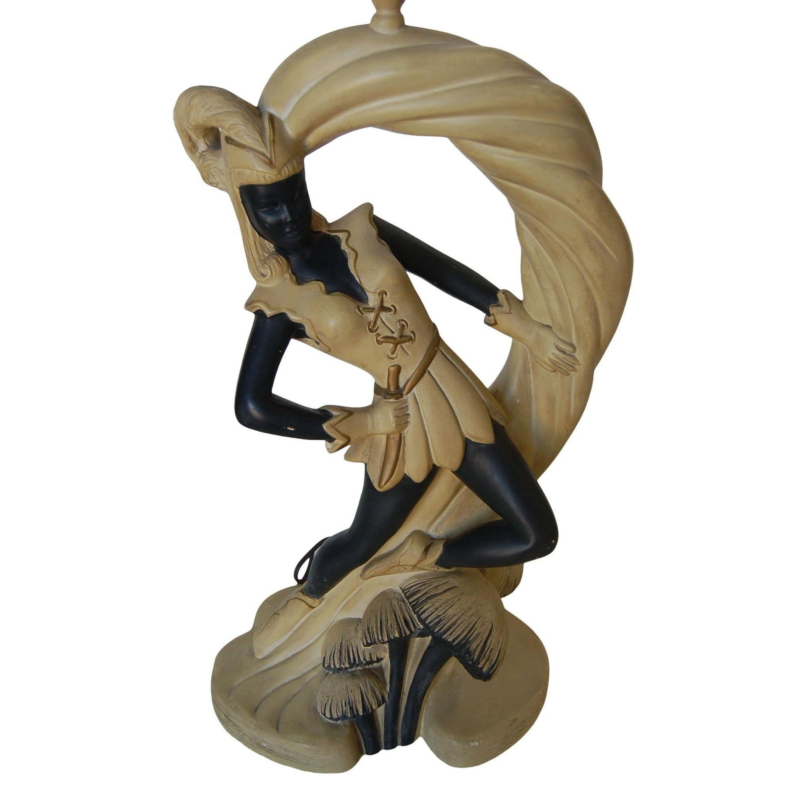 Saxon Crusader Robin Hood Chalkware Sculpture Continental Table Lamp, Pair - 15