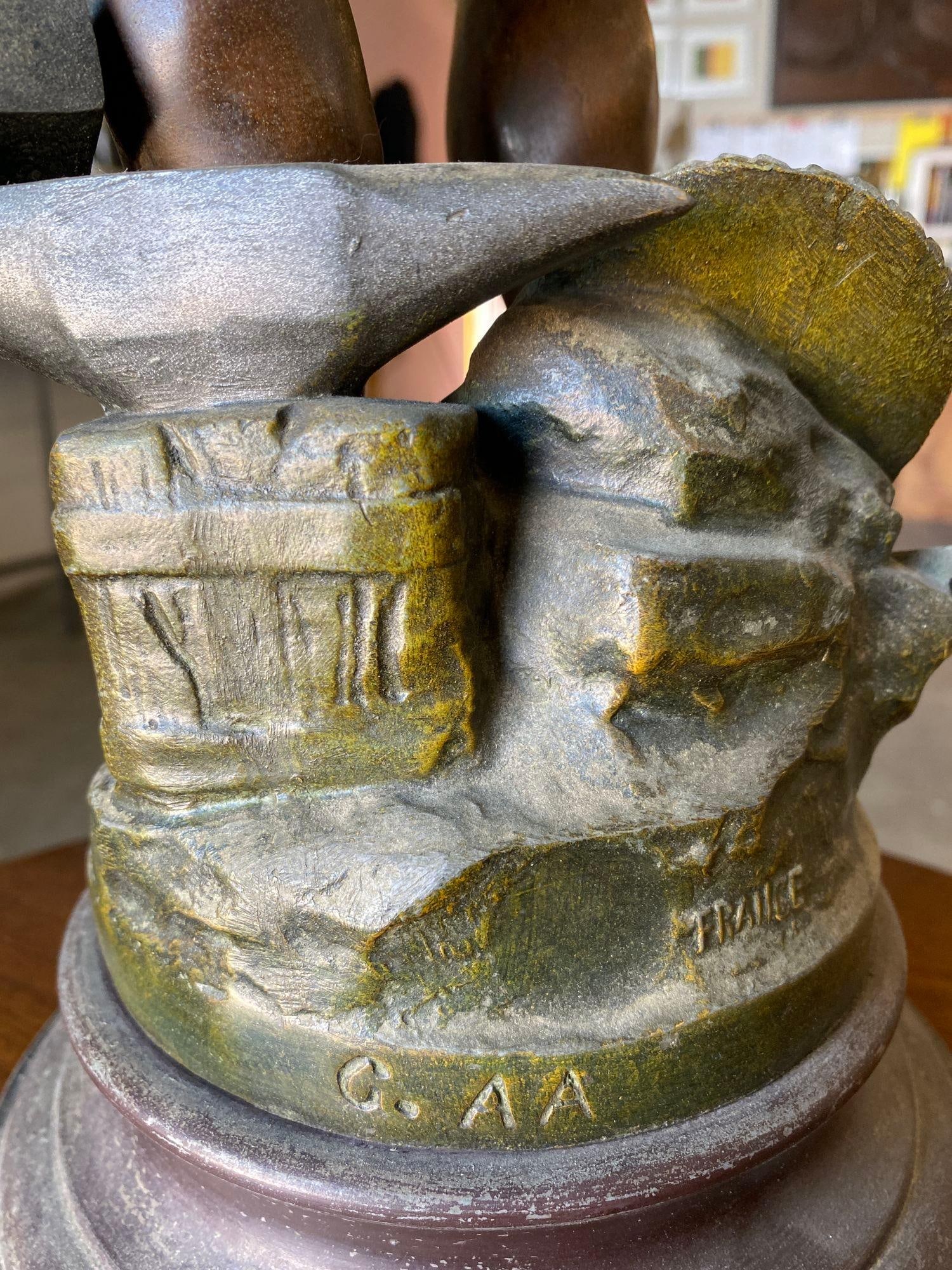 French "Le Travail" Hammership Spelter Sculpture by Francois Moreau, Circa 1900 - 17