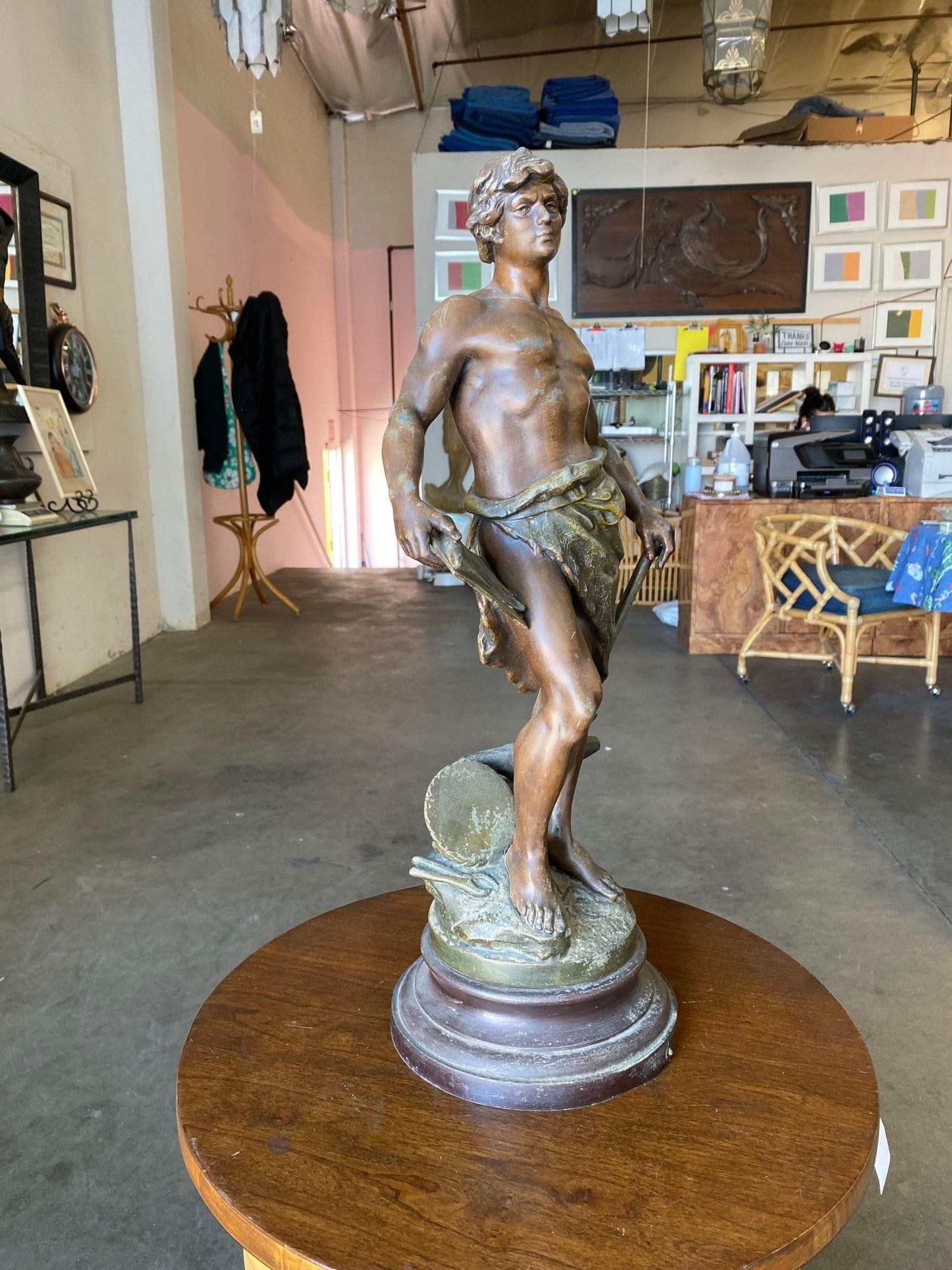 French "Le Travail" Hammership Spelter Sculpture by Francois Moreau, Circa 1900 - 9