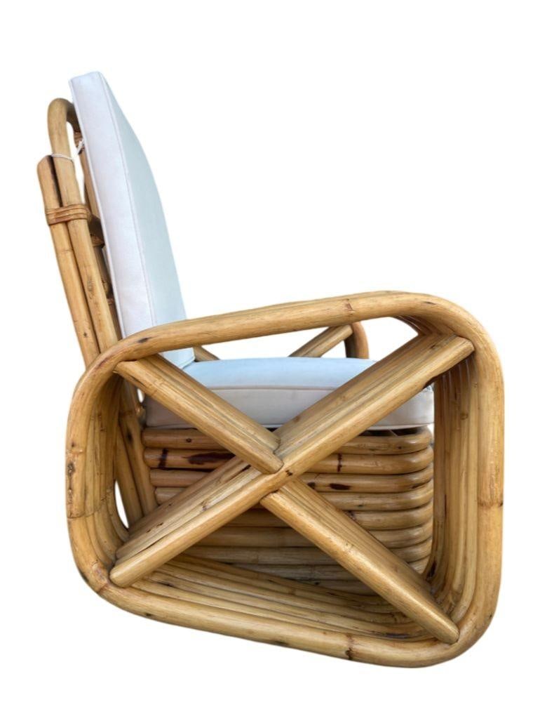 Restored Child Size Six-Strand Square Pretzel Rattan Lounge Chair, Pair - 10