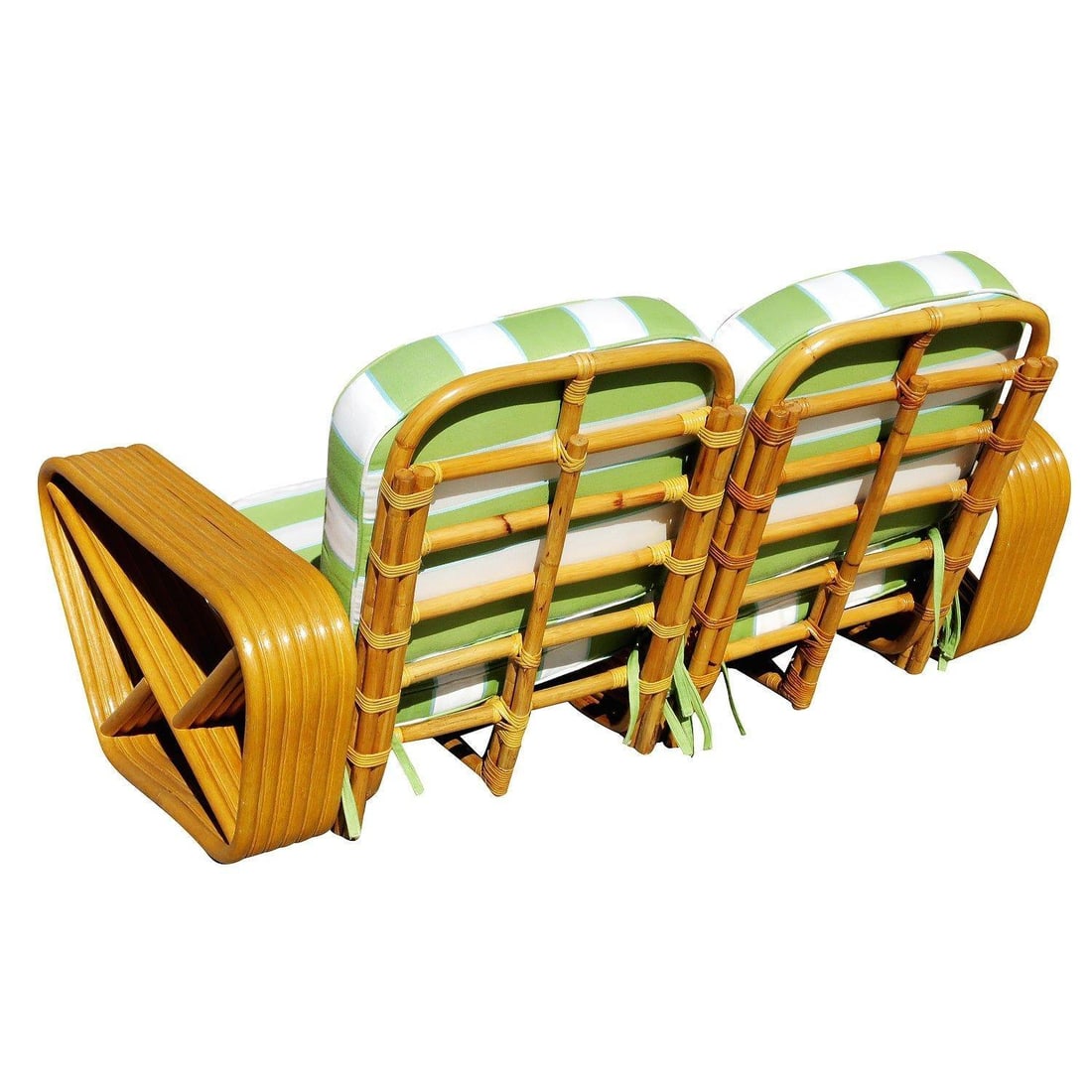 Restored Art Deco Square Pretzel Rattan Sectional Settee - 11