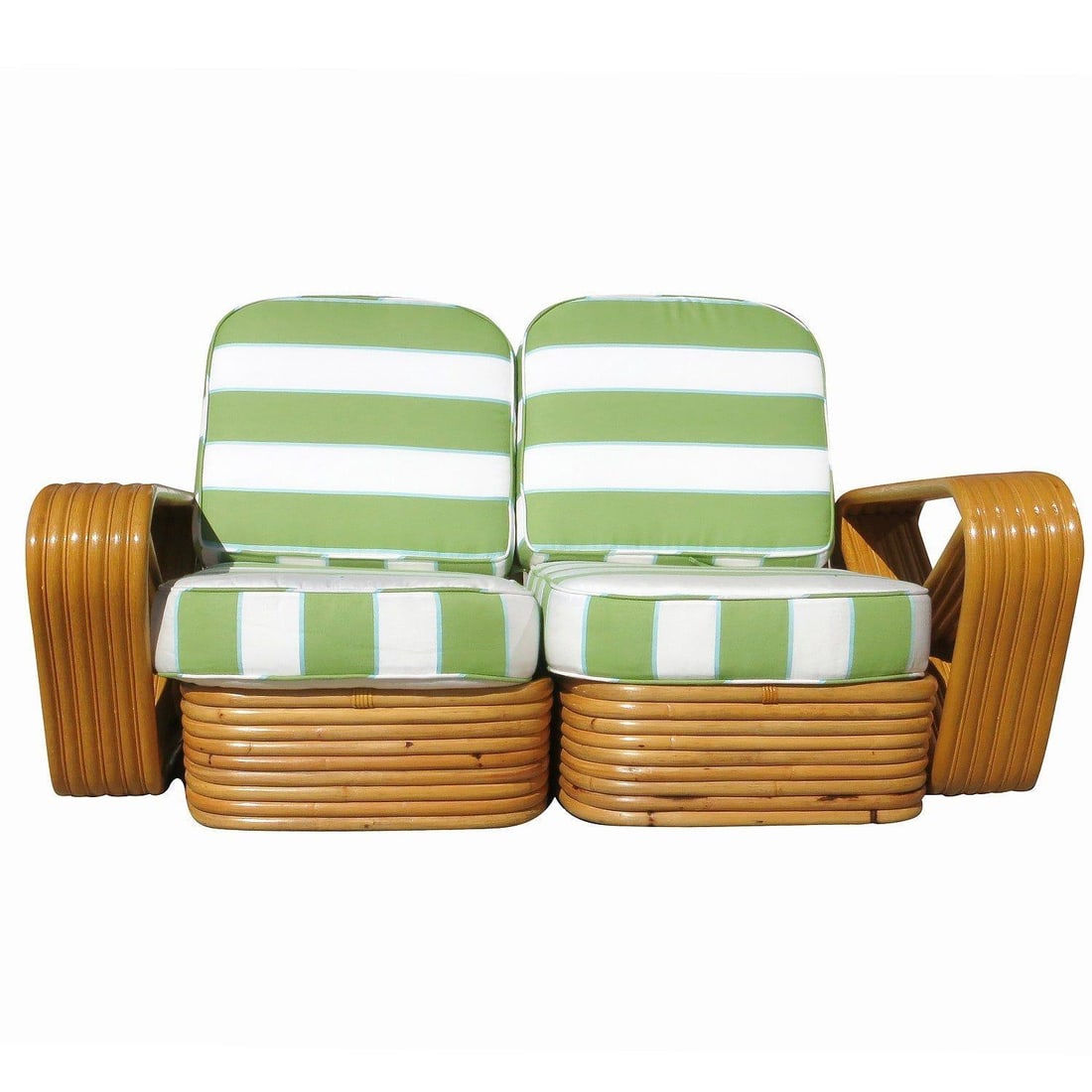 Restored Art Deco Square Pretzel Rattan Sectional Settee - 8