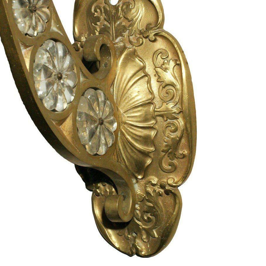 Belle Epoque Electric Scrolling Brass Crystal Sconce w Beaded Shade, 2 Available - 10