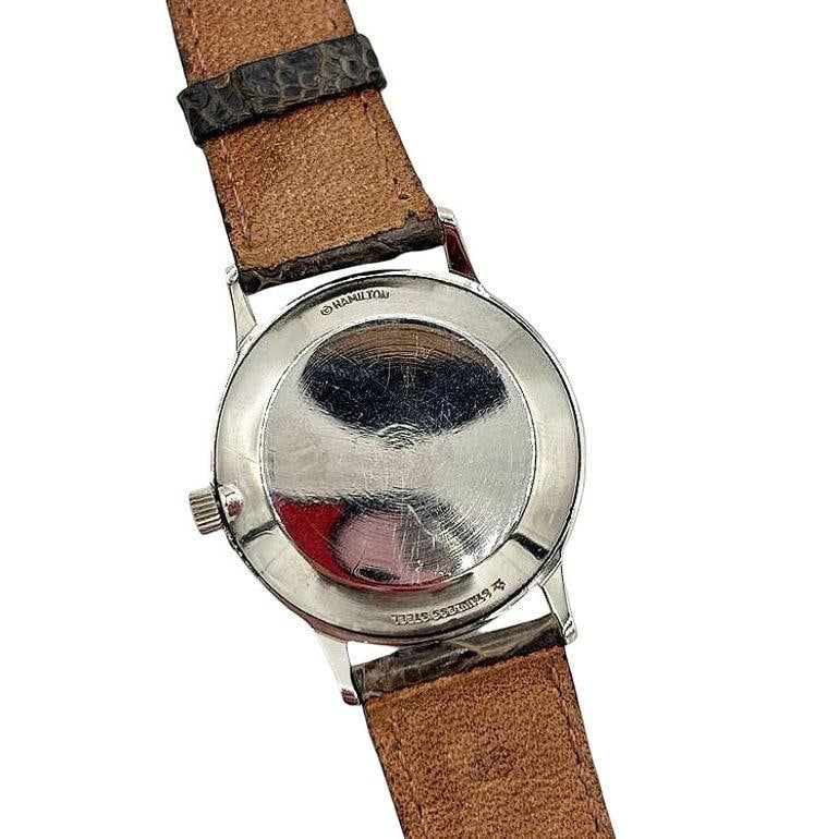 1950 Hamilton Thin-O-Matic Wristwatch w/ Black Dial on Leather Band - 13