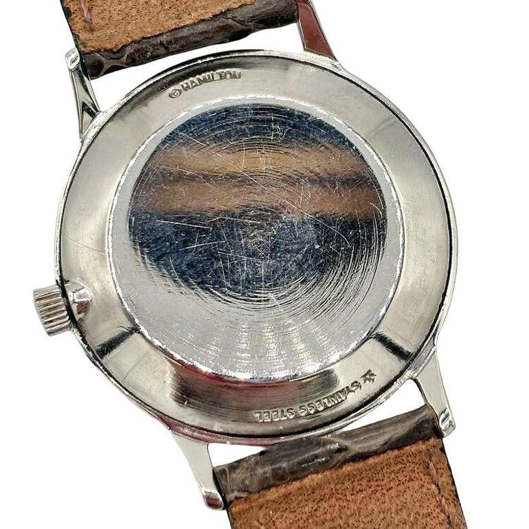 1950 Hamilton Thin-O-Matic Wristwatch w/ Black Dial on Leather Band - 15