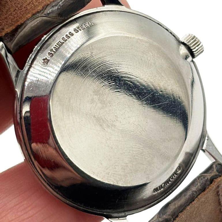 1950 Hamilton Thin-O-Matic Wristwatch w/ Black Dial on Leather Band - 4