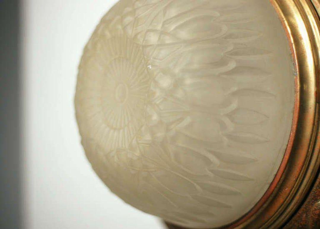 1940s Solid Bronze Dome Ceiling or Wall Light Fixture - 3