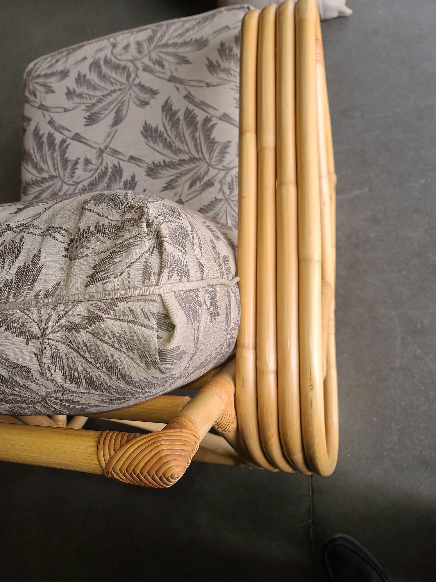 Impeccably Restored Paul Frankl Four Strand Rattan 4 Seat Corner Sectional So - 14