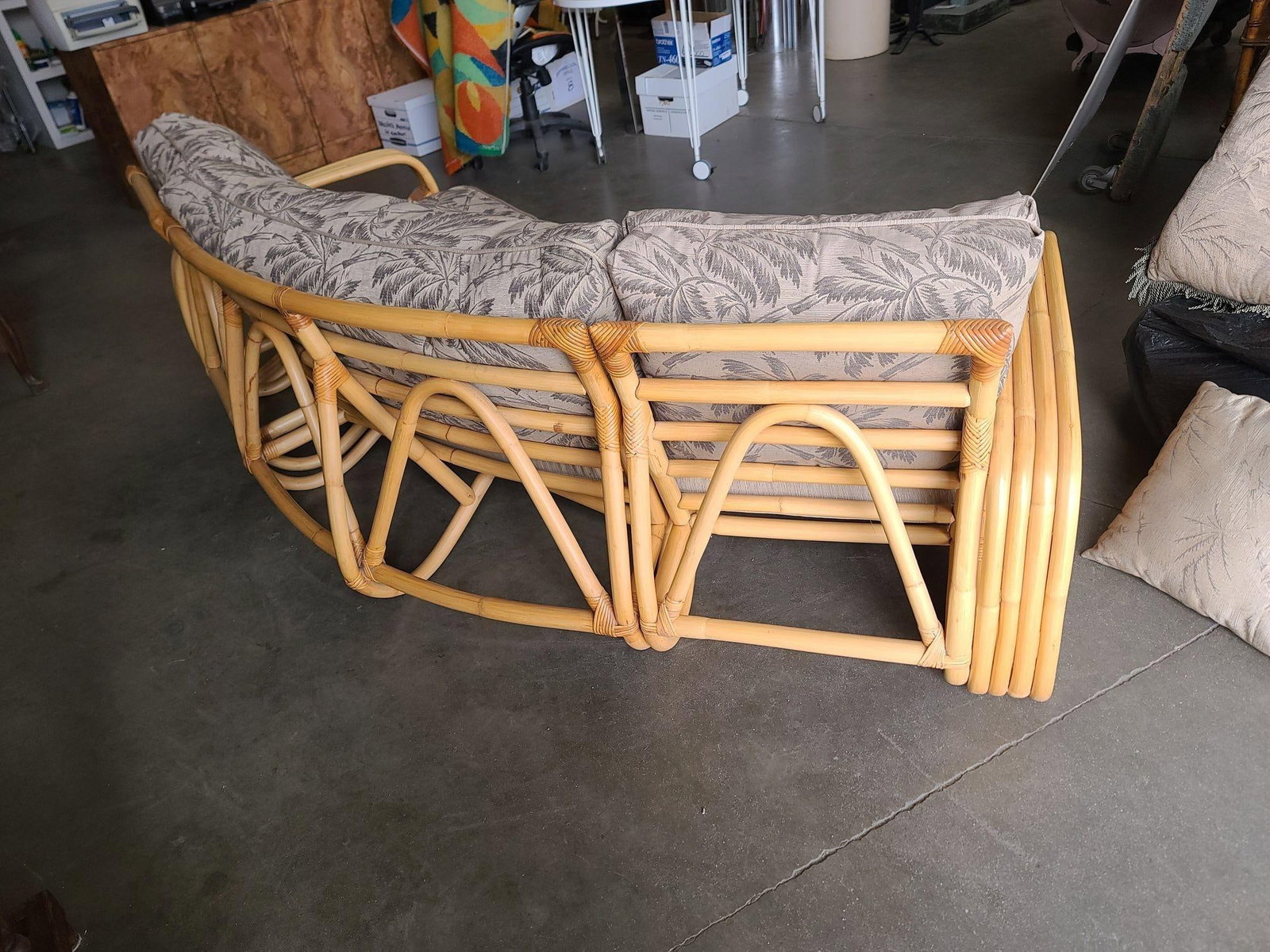 Impeccably Restored Paul Frankl Four Strand Rattan 4 Seat Corner Sectional So - 2