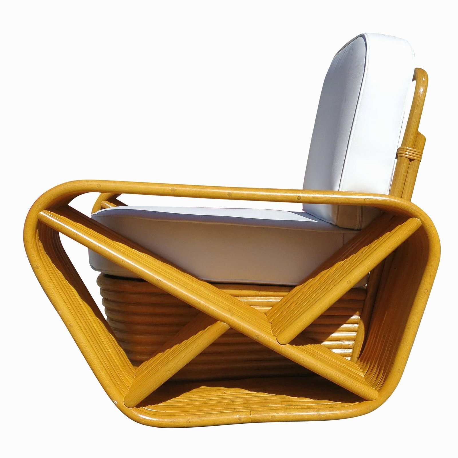 Restored 10 Strand Square Pretzel Rattan Lounge Chair Paul Frankl Style - 11