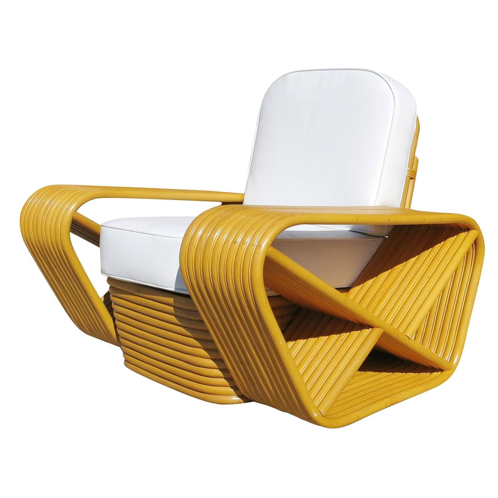 Restored 10 Strand Square Pretzel Rattan Lounge Chair Paul Frankl Style - 18
