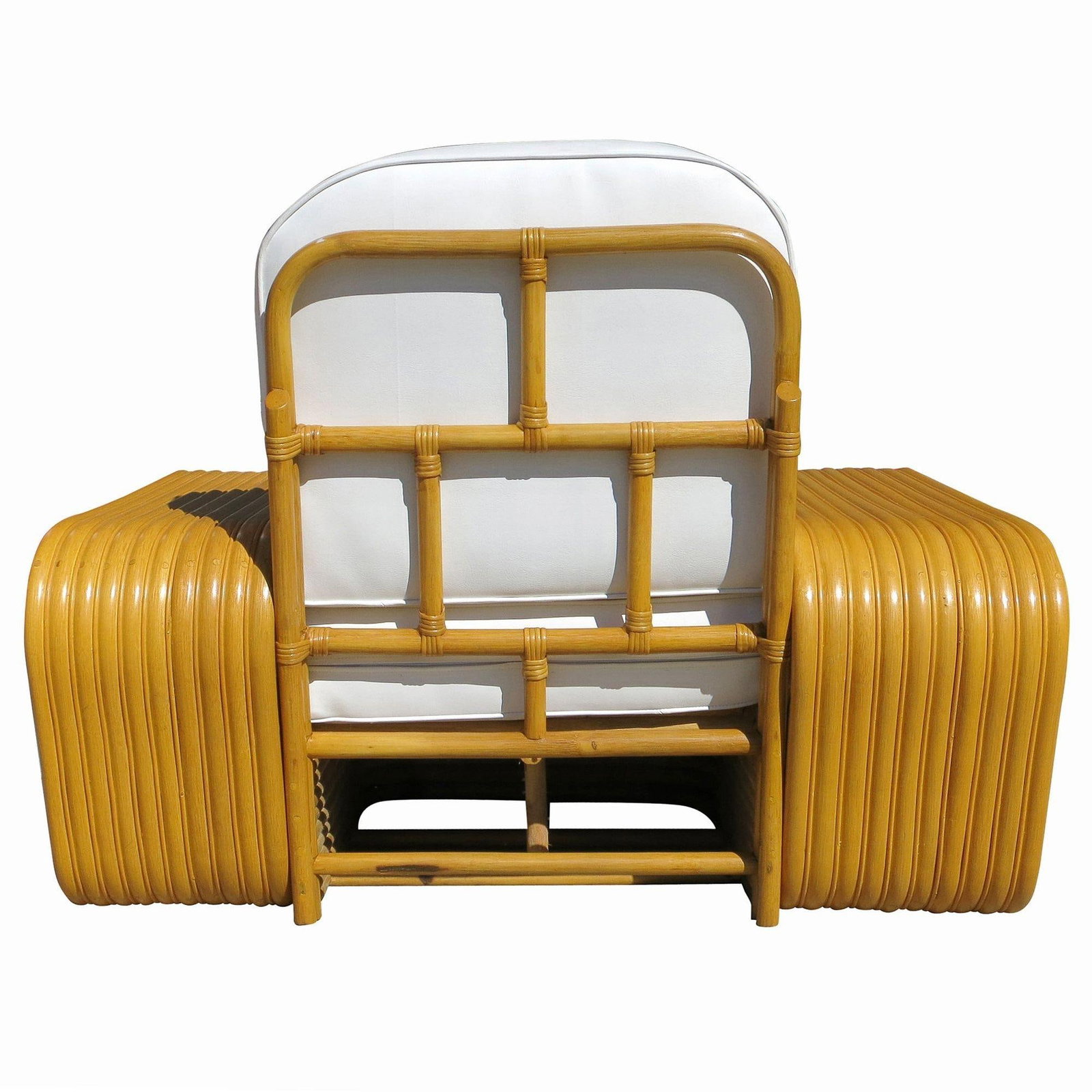 Restored 10 Strand Square Pretzel Rattan Lounge Chair Paul Frankl Style - 4