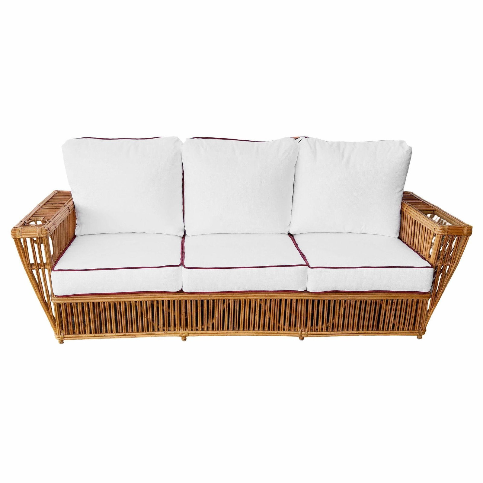 Restored Art Deco Presidents Nantucket Stick Reed Rattan Nantucket 3-Seat Sofa - 16