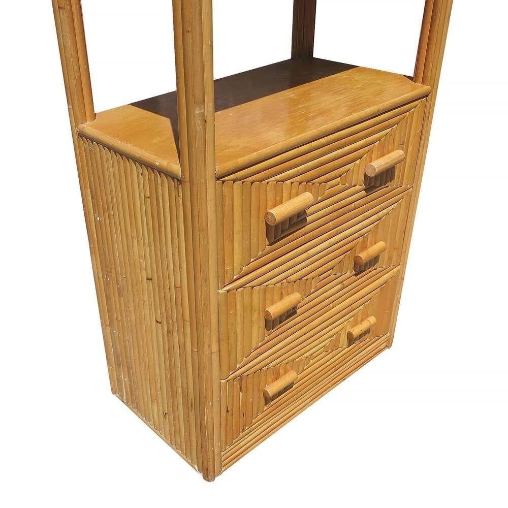 Restored Rattan & Mahogany Display Curio Cabinet Etagere - 10