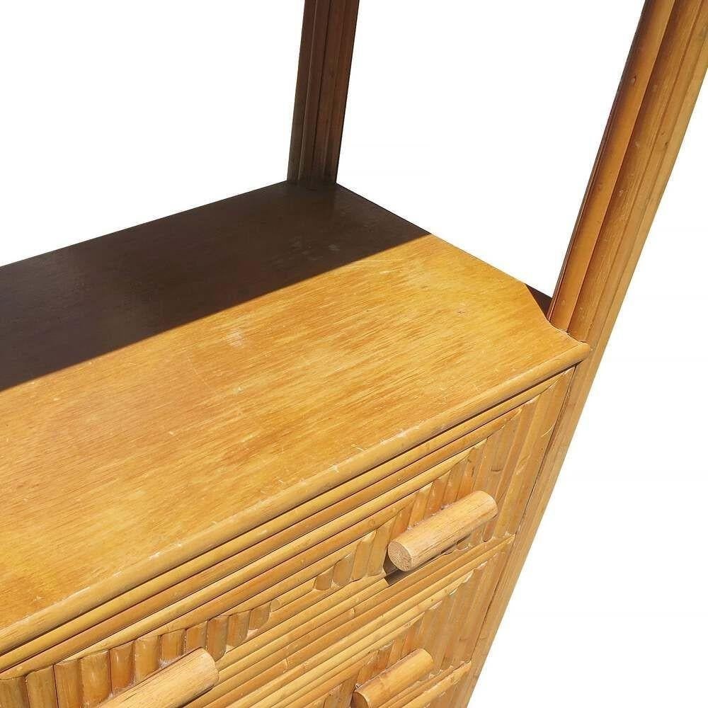 Restored Rattan & Mahogany Display Curio Cabinet Etagere - 14