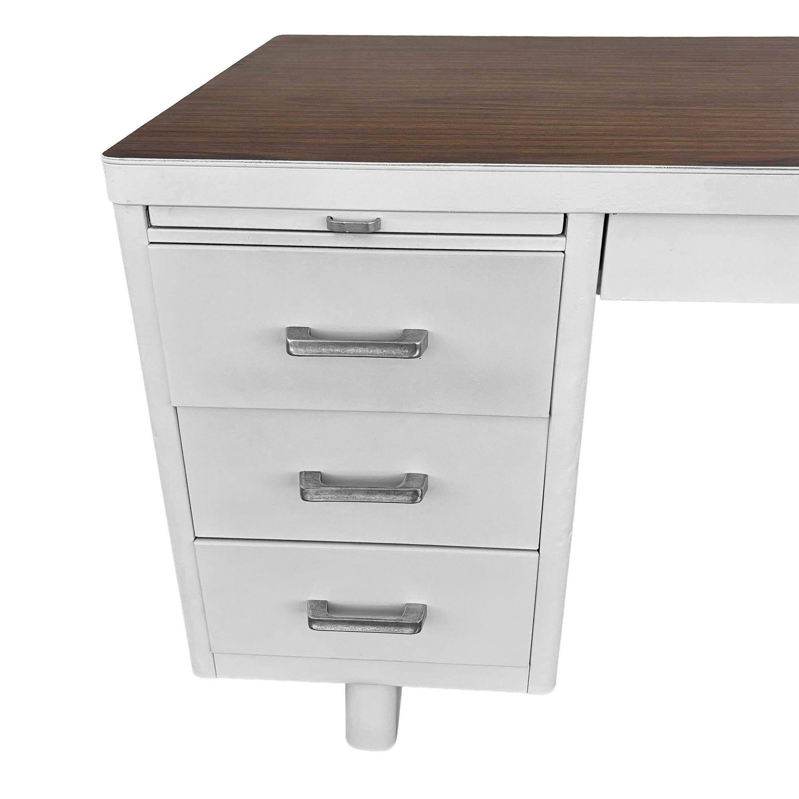 Mid Century White Steel Tanker Des w/ Formica Top by Globe-Wernicke - 11