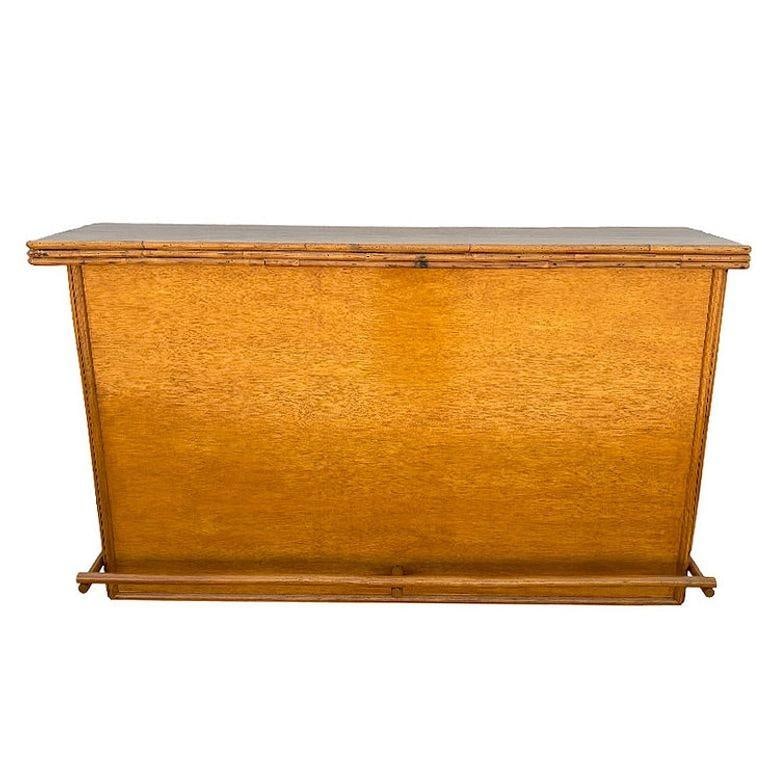 Restored Mid-century Rattan & Mahogany Bar w/ Foot Rest - 2