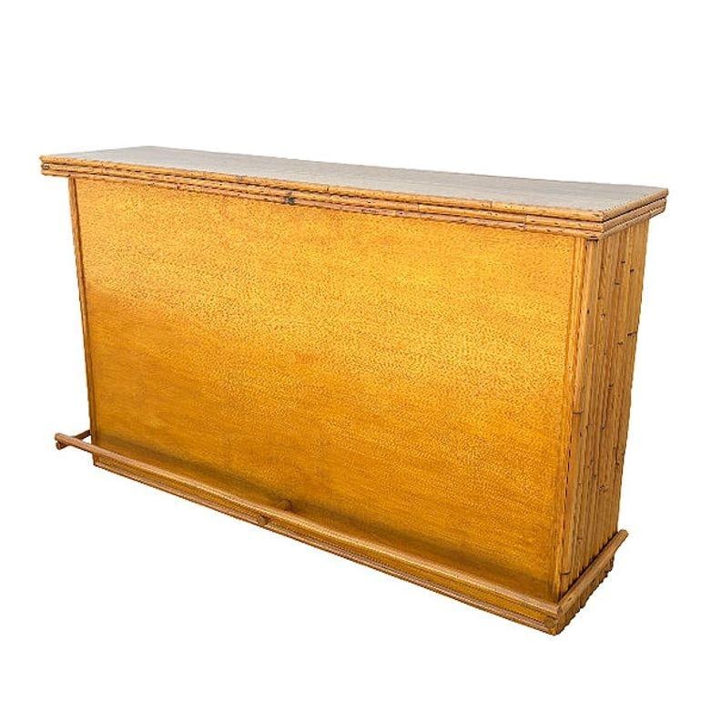 Restored Mid-century Rattan & Mahogany Bar w/ Foot Rest - 8