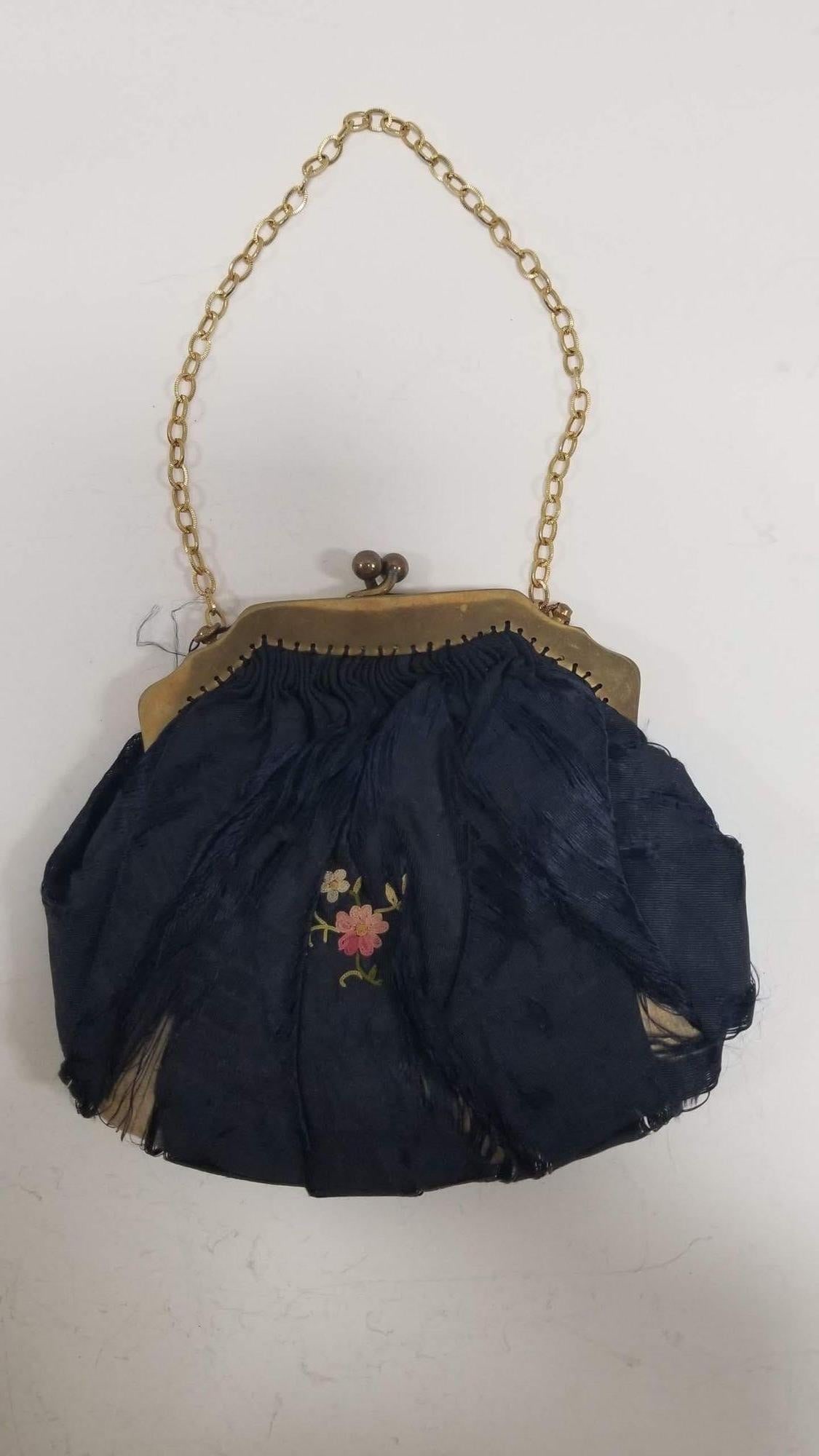Antique Hand-Embroided Silk Purse 1910 - 3