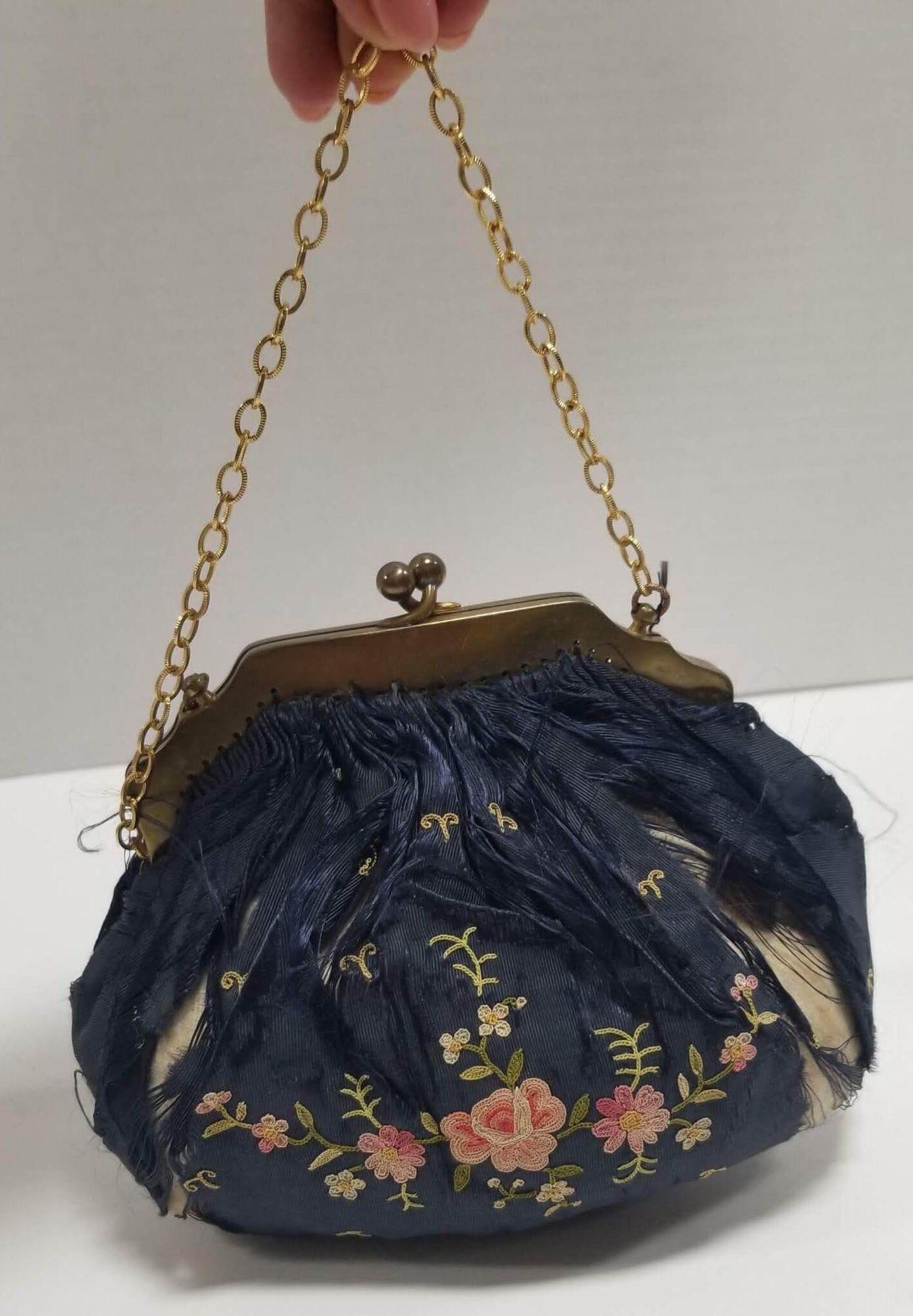 Antique Hand-Embroided Silk Purse 1910 - 6