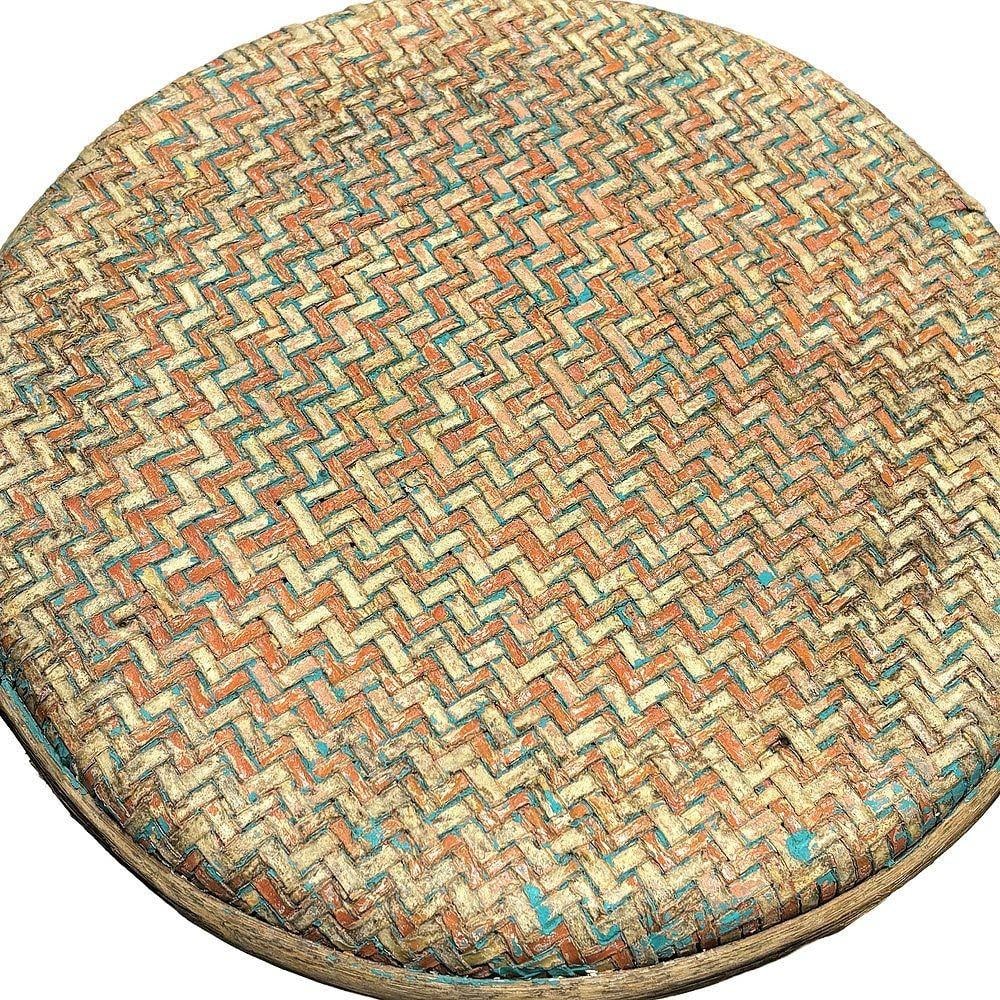 3-Strand Rattan Barstool w/ Multi-color Woven Seat - 4
