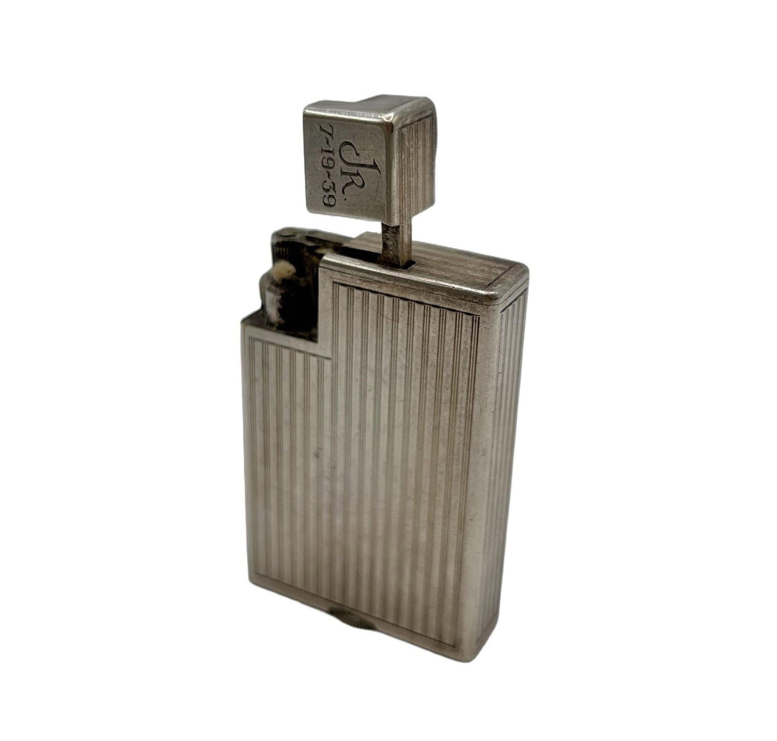 Swiss Art Deco Silver Plated " Handy" Pocket Lift Arm Lighter by Dunhill - 3
