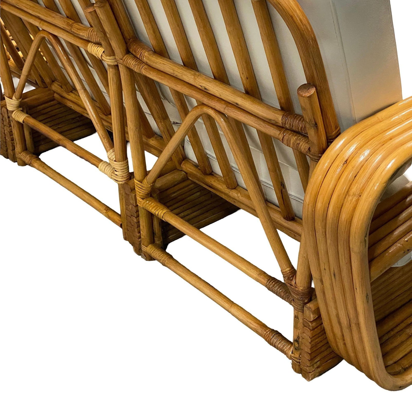 Restored 5-Strand Rattan "Double-Speed" Arm Sofa & Lounge Chair Living Room Set - 14