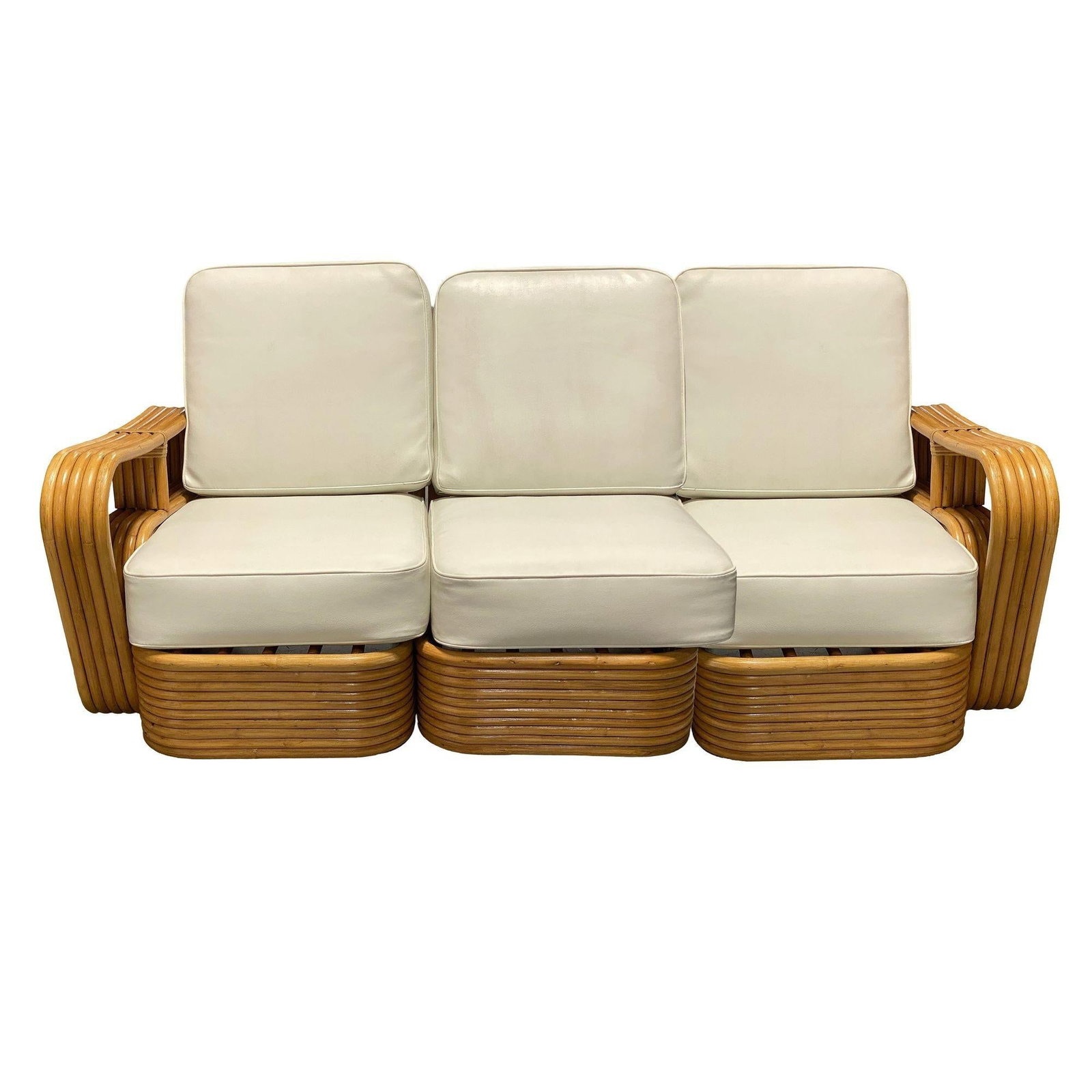 Restored 5-Strand Rattan "Double-Speed" Arm Sofa & Lounge Chair Living Room Set - 9