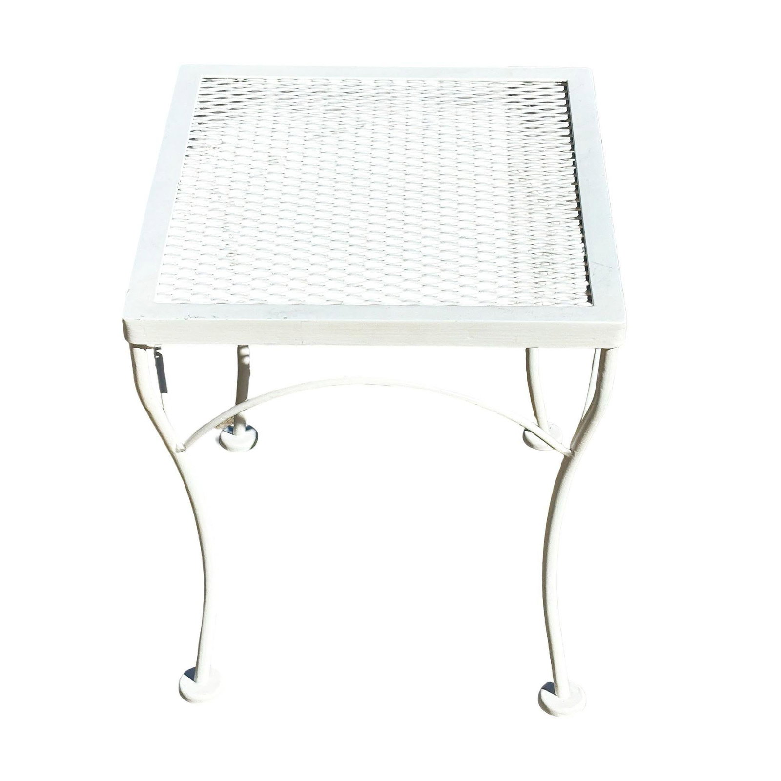 Refinished Mid-Century Wrought Iron Outdoor Patio Scrolling Side Table, Woodard - 12
