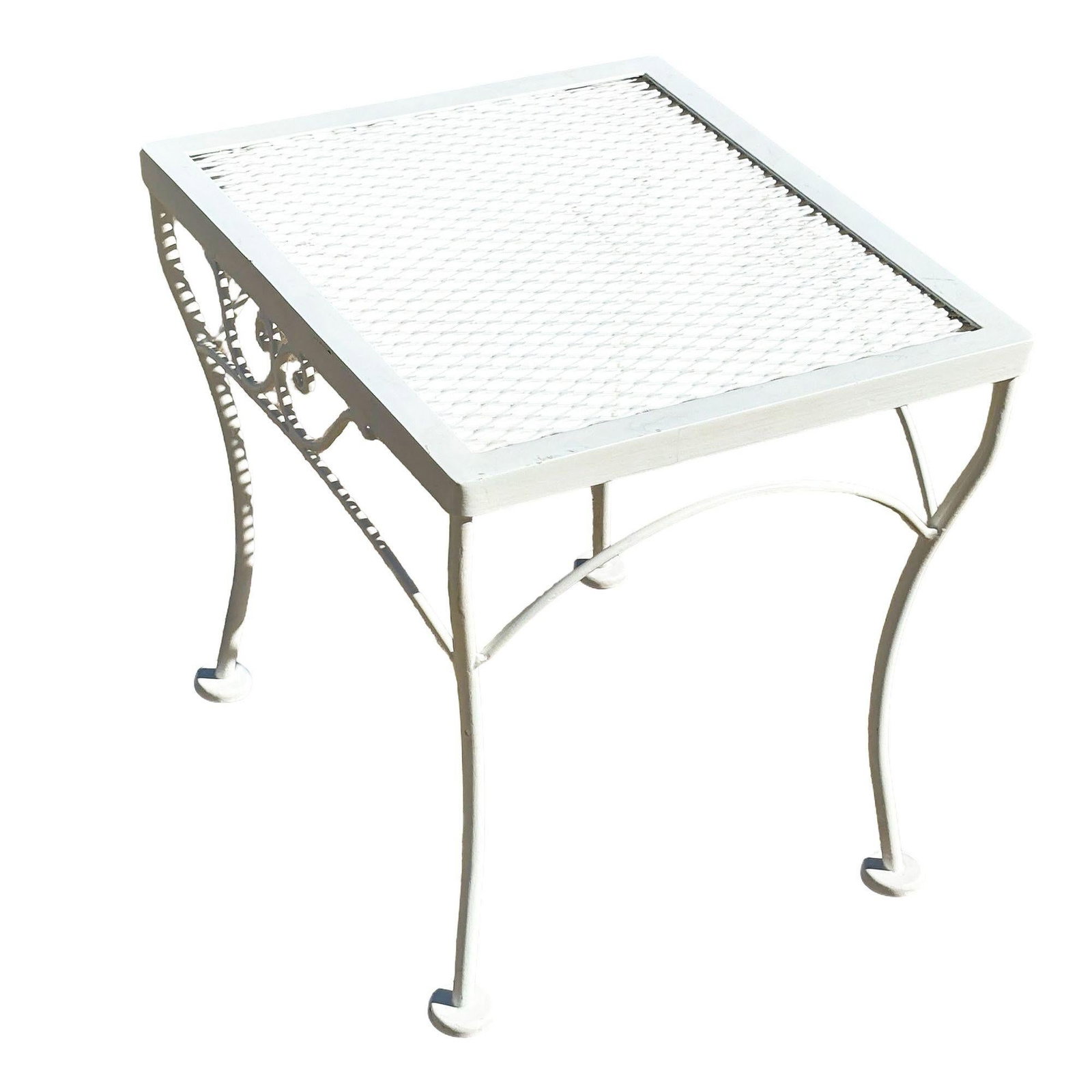 Refinished Mid-Century Wrought Iron Outdoor Patio Scrolling Side Table, Woodard - 5