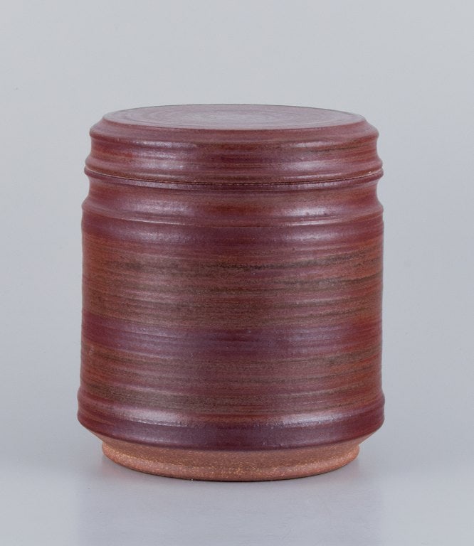 Mogens Nielsen, Nysted, Denmark,colossal handmade ceramic lidded jar with brown glaze. (1 of 5)