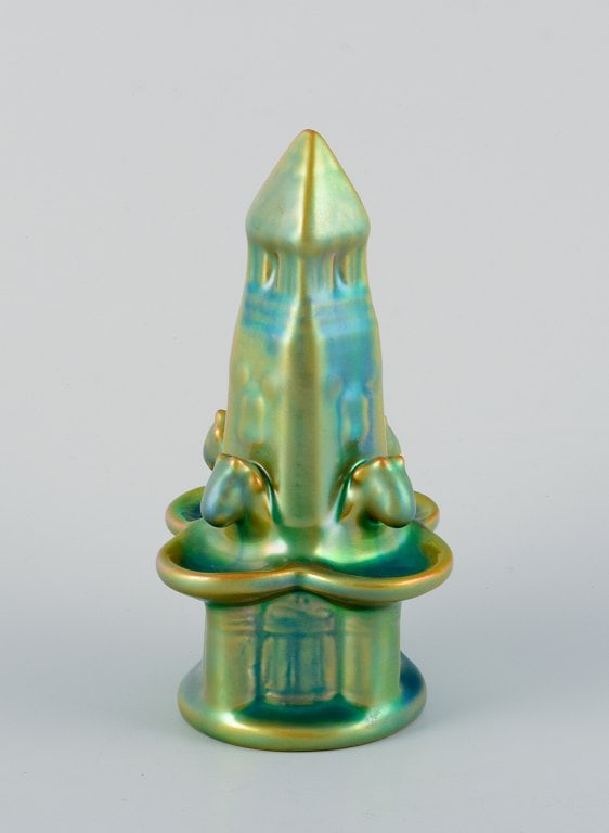 Zsolnay, Hungary, ceramic fountain sculpture with eosin glaze. 20th century. (1 of 5)